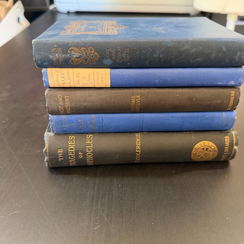 Vintage Book Lot of 5 BLUE Old Antiquarian Rare Decoration Small Books - Picture 6 of 11